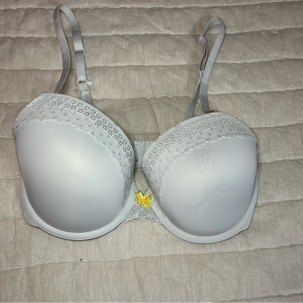 Aerie Grey Lace Trimmed Underwire Push Up Bra Size 32DDD